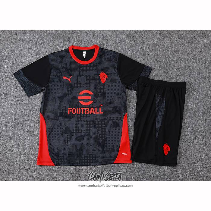 Chandal del AC Milan 2025-2026 Manga Corta Negro - Pantalon Corto